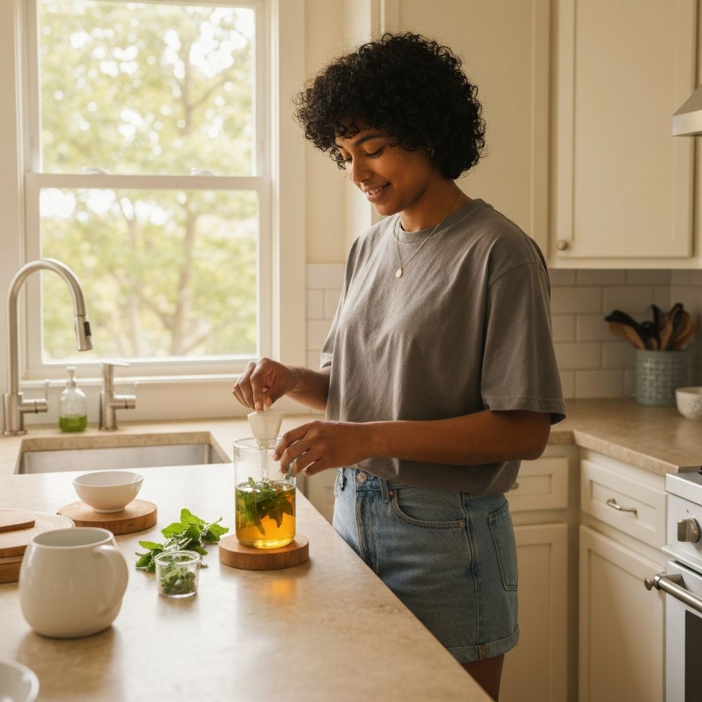 Person bereitet natürlichen Tee zu